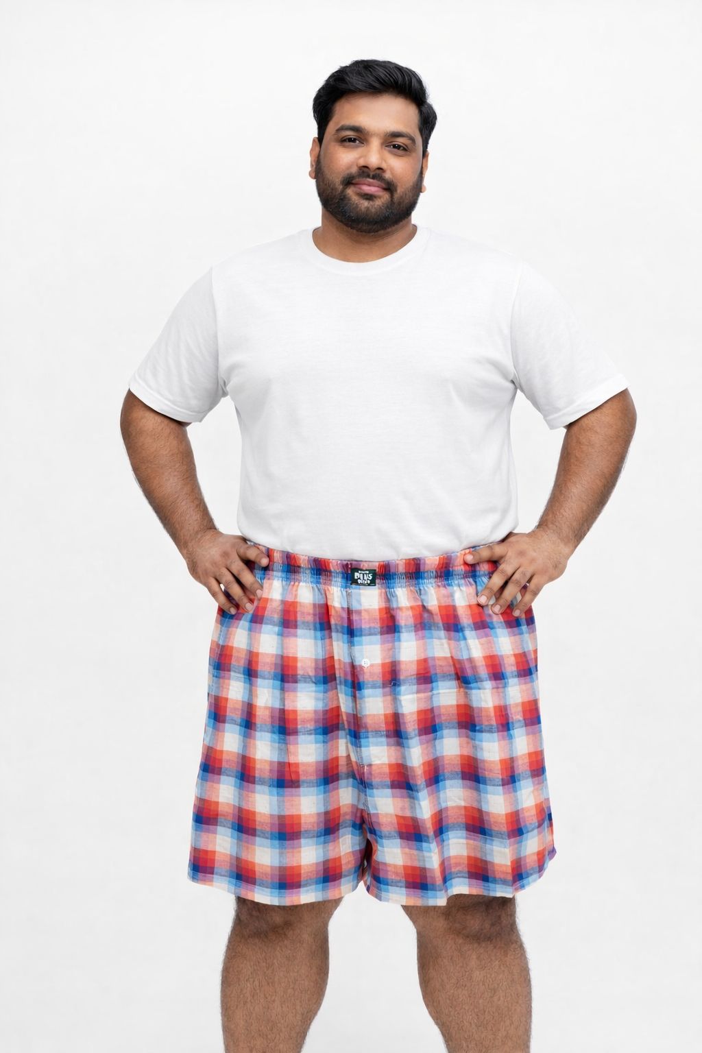 MENS BOXER RED & BLUE CHECK